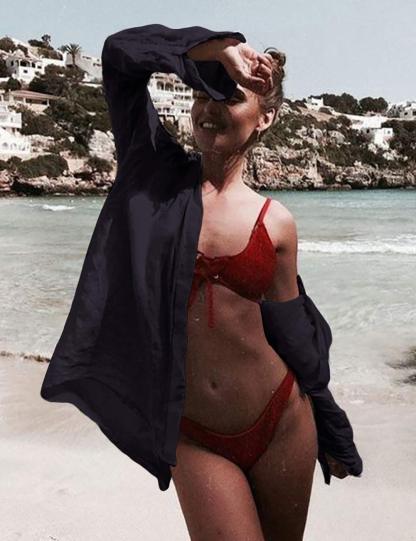 Women Long Sleeve Beach Shirt Blouses Bathing Suit Cover Up