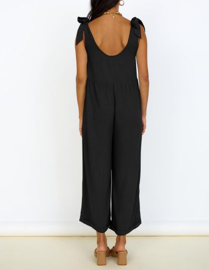Summer Loose Sleeveless Adjustable Shoulder Strap Back Pants