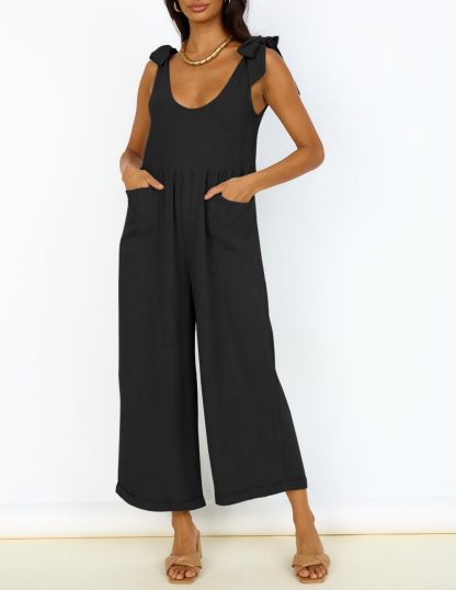 Summer Loose Sleeveless Adjustable Shoulder Strap Back Pants