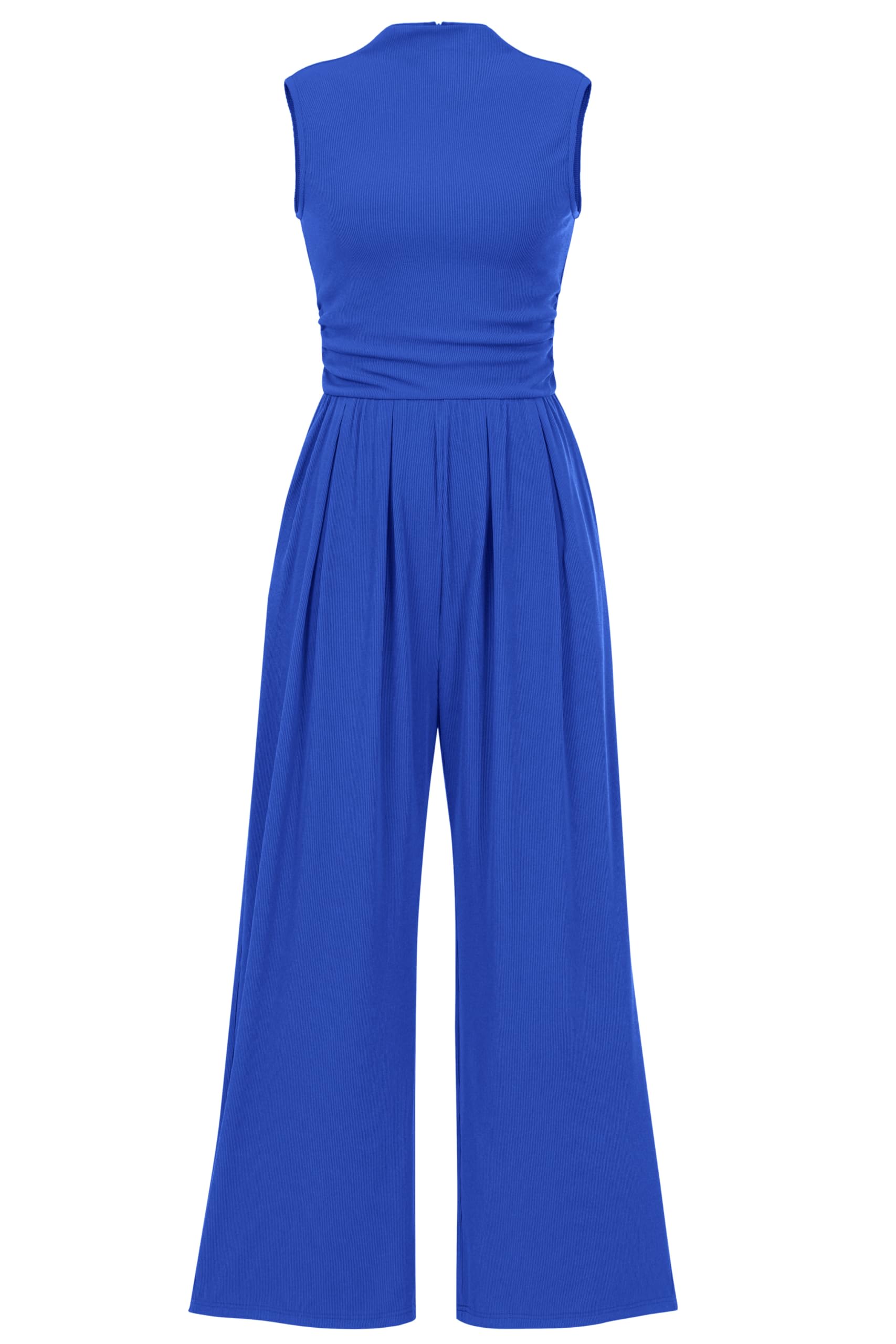 Women's Summer Sleeveless Turtleneck Wide Leg Pants Jumpsuit
