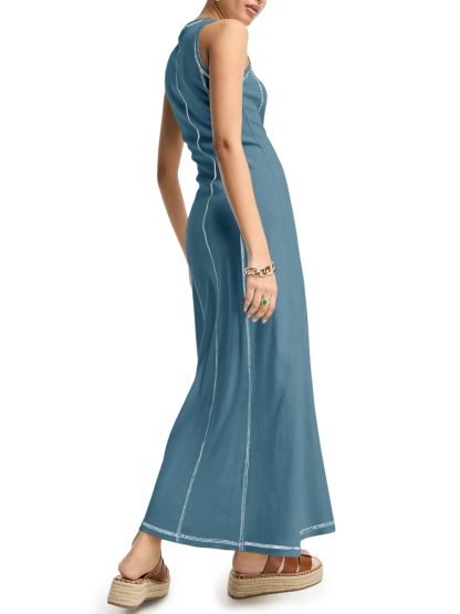 Women's Sleeveless Ribbed Stitch T-Shirt Dress