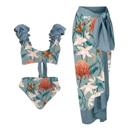 2024 🔥 Hot Sale 🔥Women's One Piece Swimsuit with Beach Cover up Wrap Skirt-hivebabe.com