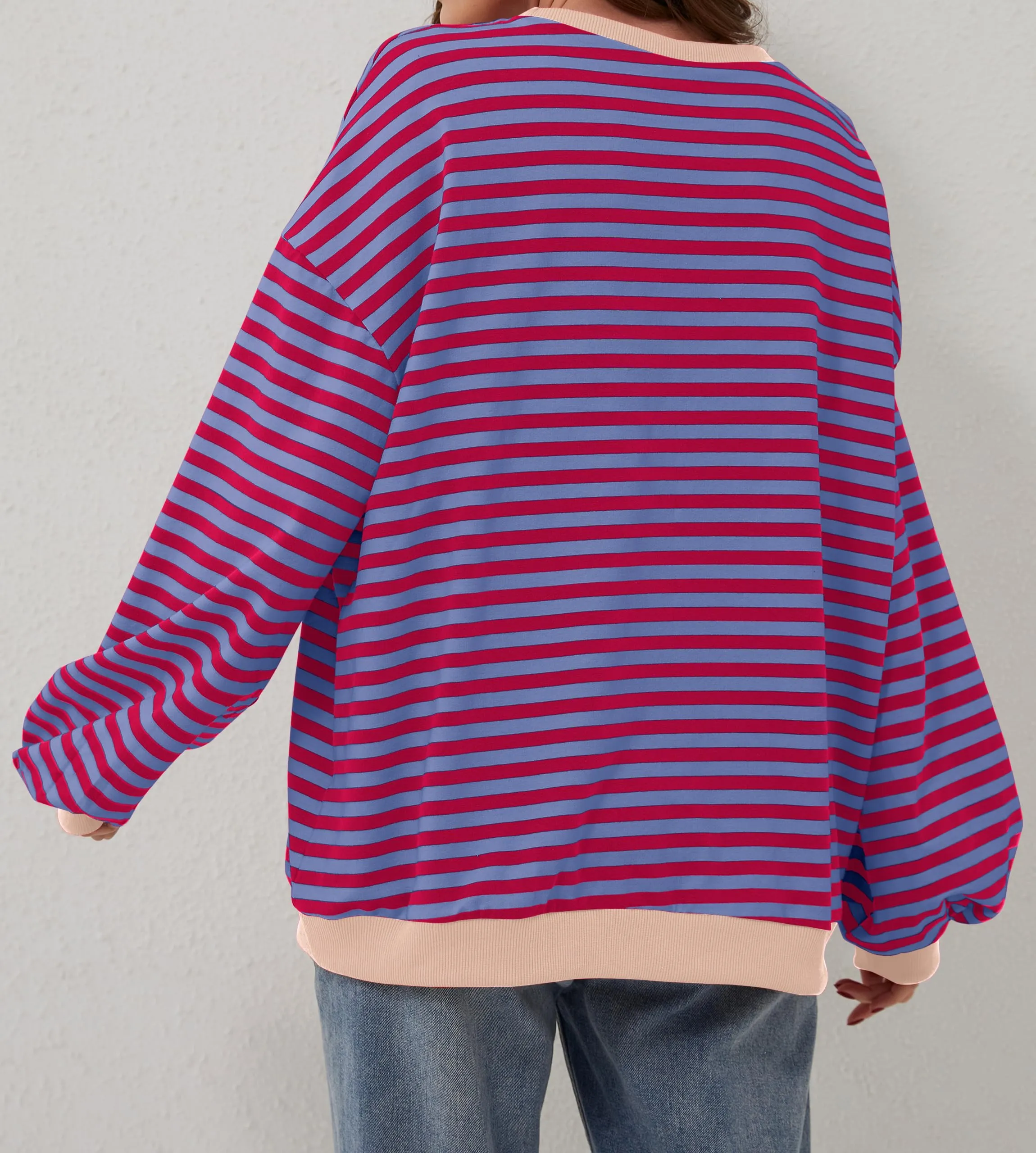 Striped Color Block Oversized Sweatshirt (Buy 2 Free Shipping)
