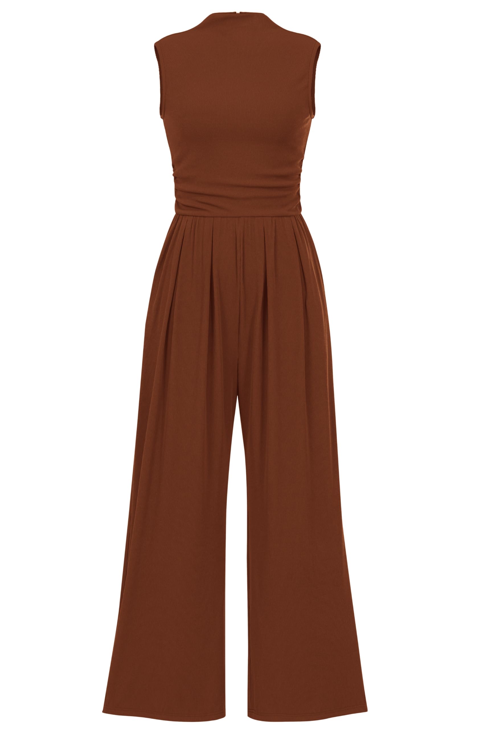 Women's Summer Sleeveless Turtleneck Wide Leg Pants Jumpsuit