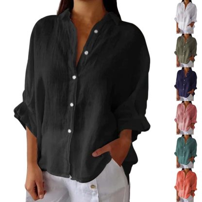 Cotton and Linen Tie Back Design Shirt