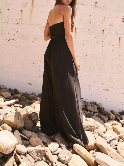 Tube Top High Waist Wide Leg Romper Jumpsuit