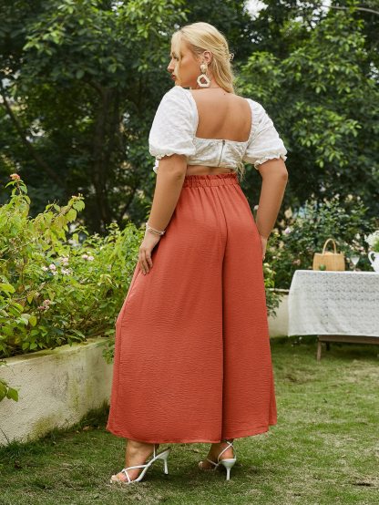 Women's Elegant Striped Split High Waisted Belted Flowy Wide Leg Pants-hivebabe.com