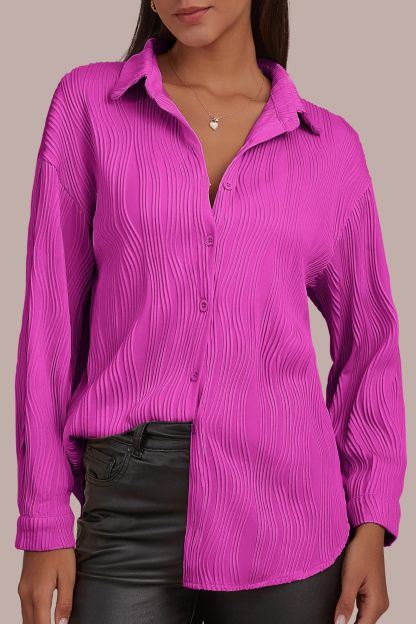 2024 Womens Textured Button Down Long Sleeve Shirt✨Buy 2 Free Shipping