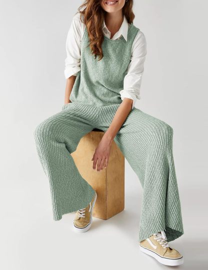 Sleeveless Top and Wide Leg Pants Knit Casual Sweatsuit✨Buy 2 Free Shipping