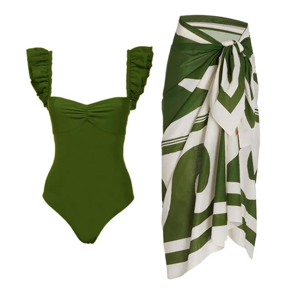 2024 🔥 Hot Sale 🔥Women's One Piece Swimsuit with Beach Cover up Wrap Skirt-hivebabe.com
