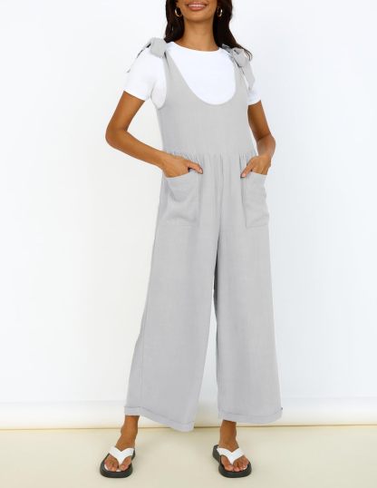 Summer Loose Sleeveless Adjustable Shoulder Strap Back Pants