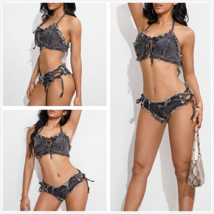Women Sexy Denim Bikini Set