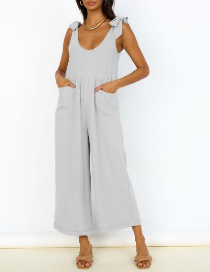 Summer Loose Sleeveless Adjustable Shoulder Strap Back Pants