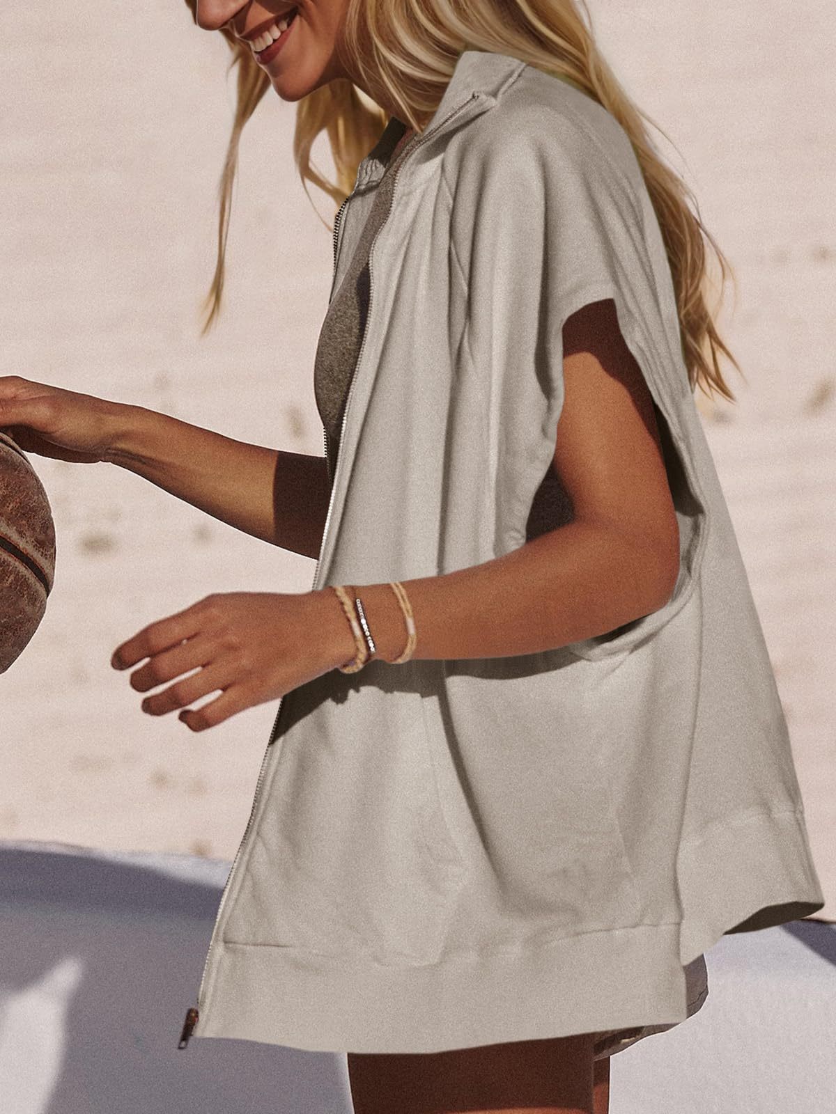 Womens Zip Up Sweatshirts Sleeveless Oversized Sweatshirt(Buy 2 Free Shipping)