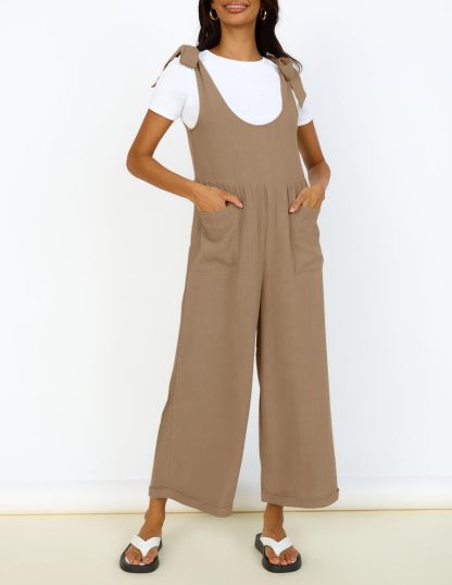 Summer Loose Sleeveless Adjustable Shoulder Strap Back Pants