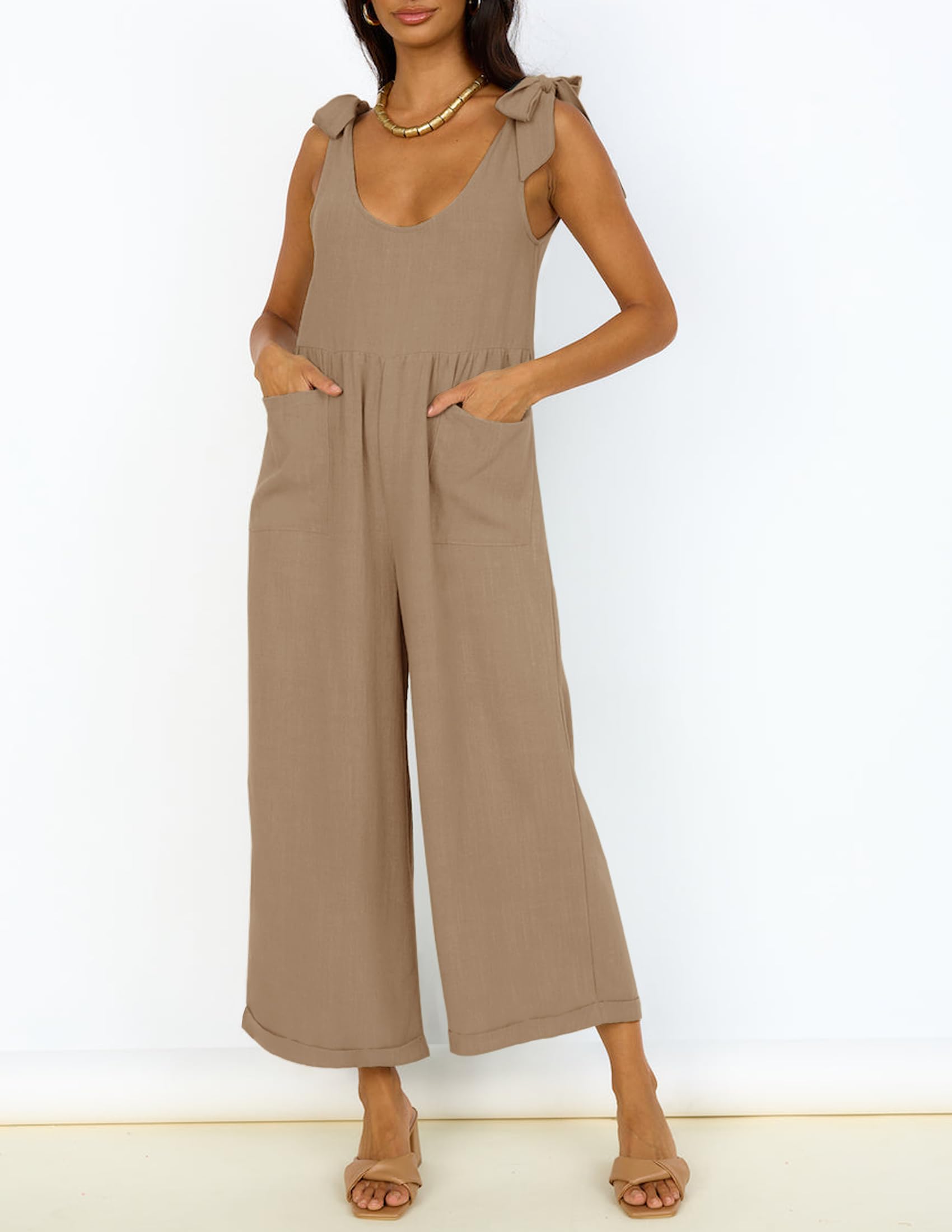 Summer Loose Sleeveless Adjustable Shoulder Strap Back Pants