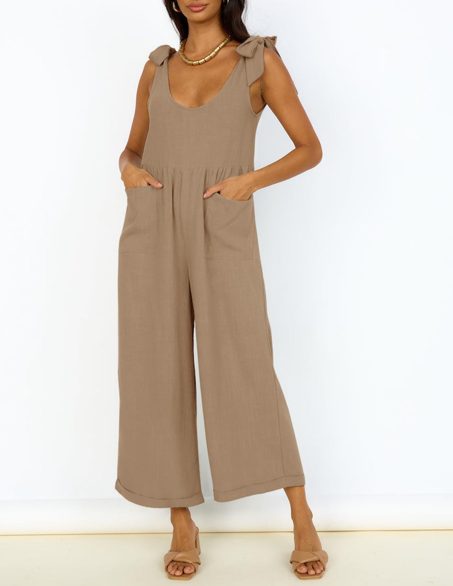 Summer Loose Sleeveless Adjustable Shoulder Strap Back Pants