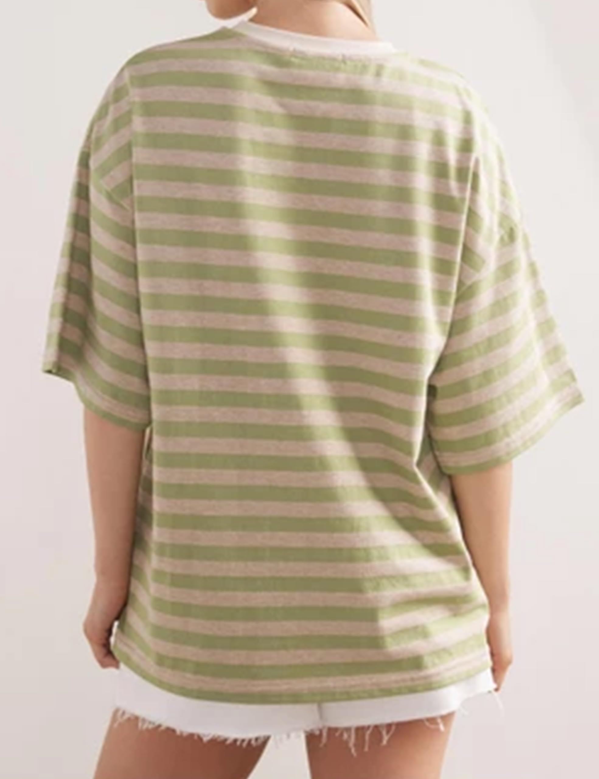 Women Oversized Striped Short Sleeve T-Shirts