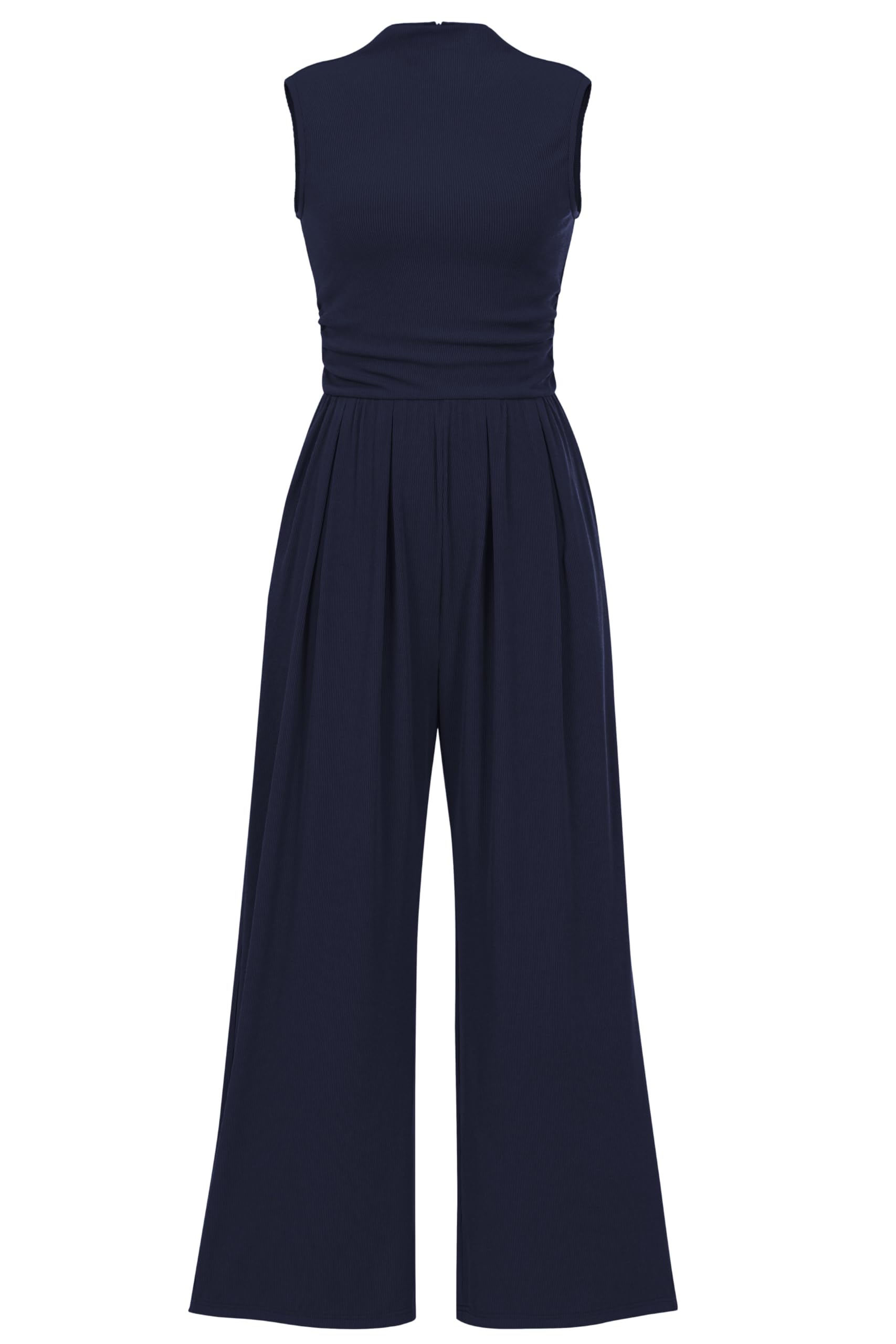 Women's Summer Sleeveless Turtleneck Wide Leg Pants Jumpsuit