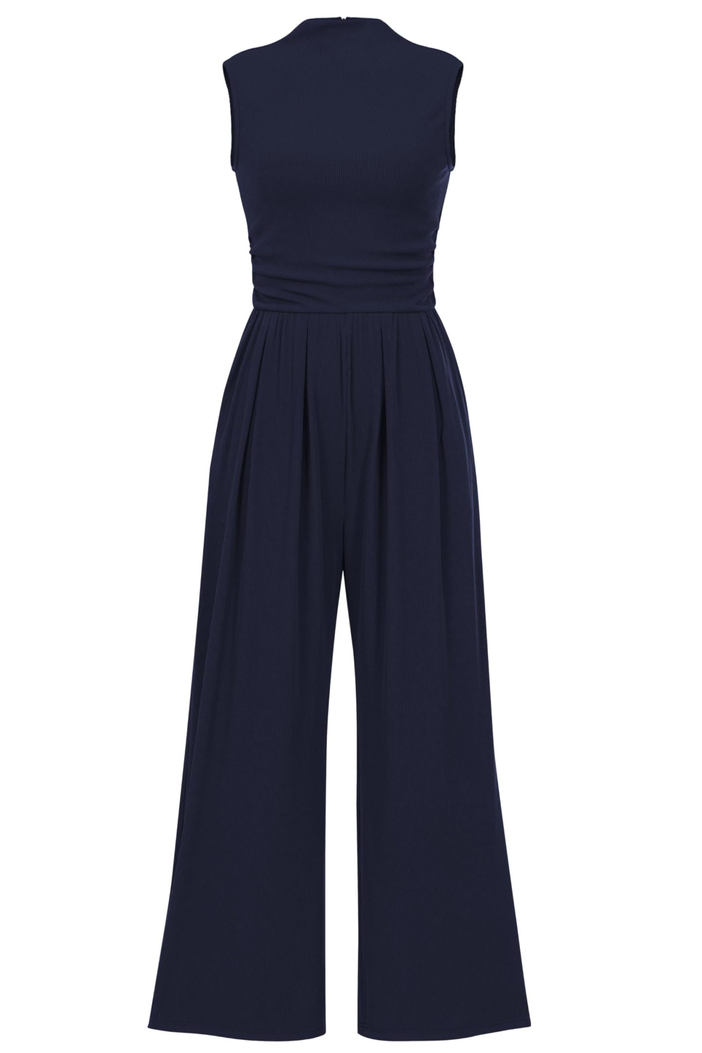 Women's Summer Sleeveless Turtleneck Wide Leg Pants Jumpsuit