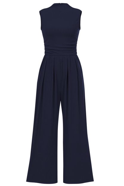 Women's Summer Sleeveless Turtleneck Wide Leg Pants Jumpsuit