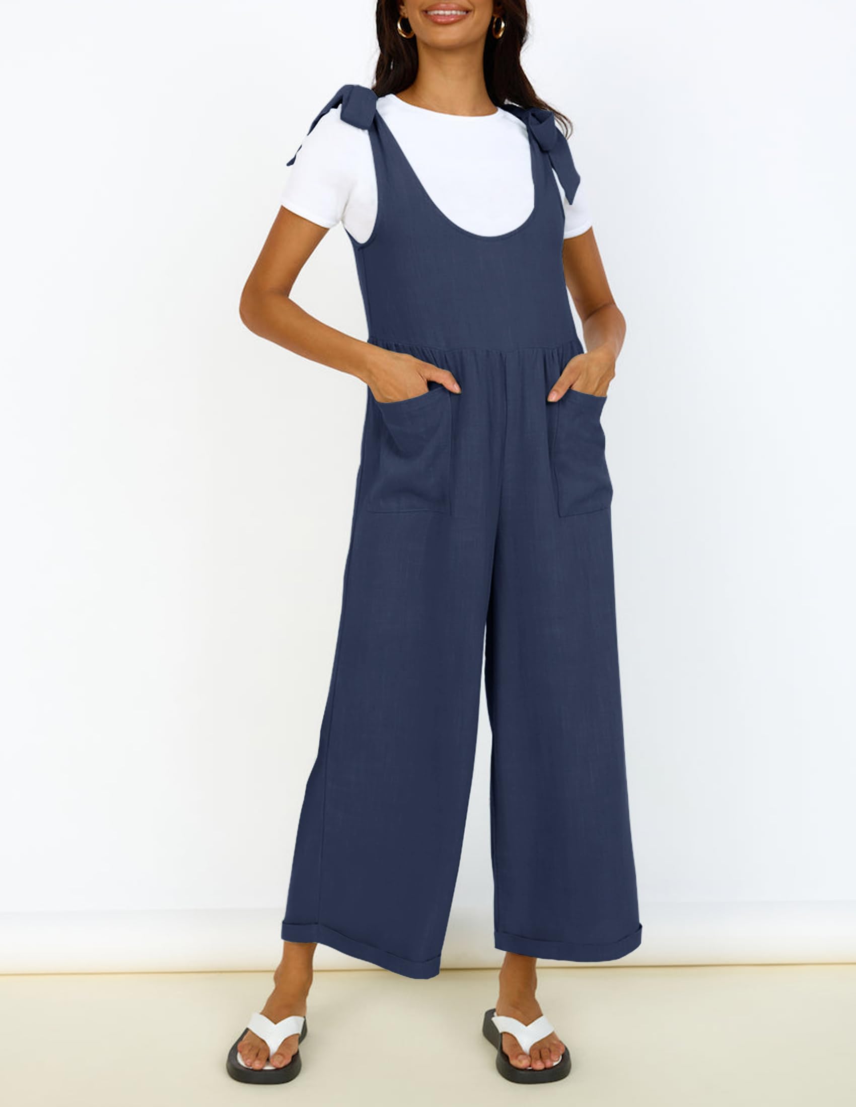 Summer Loose Sleeveless Adjustable Shoulder Strap Back Pants