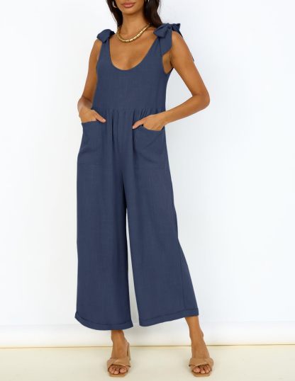 Summer Loose Sleeveless Adjustable Shoulder Strap Back Pants