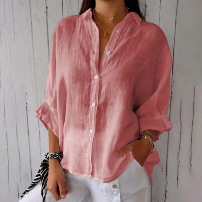 Cotton and Linen Tie Back Design Shirt