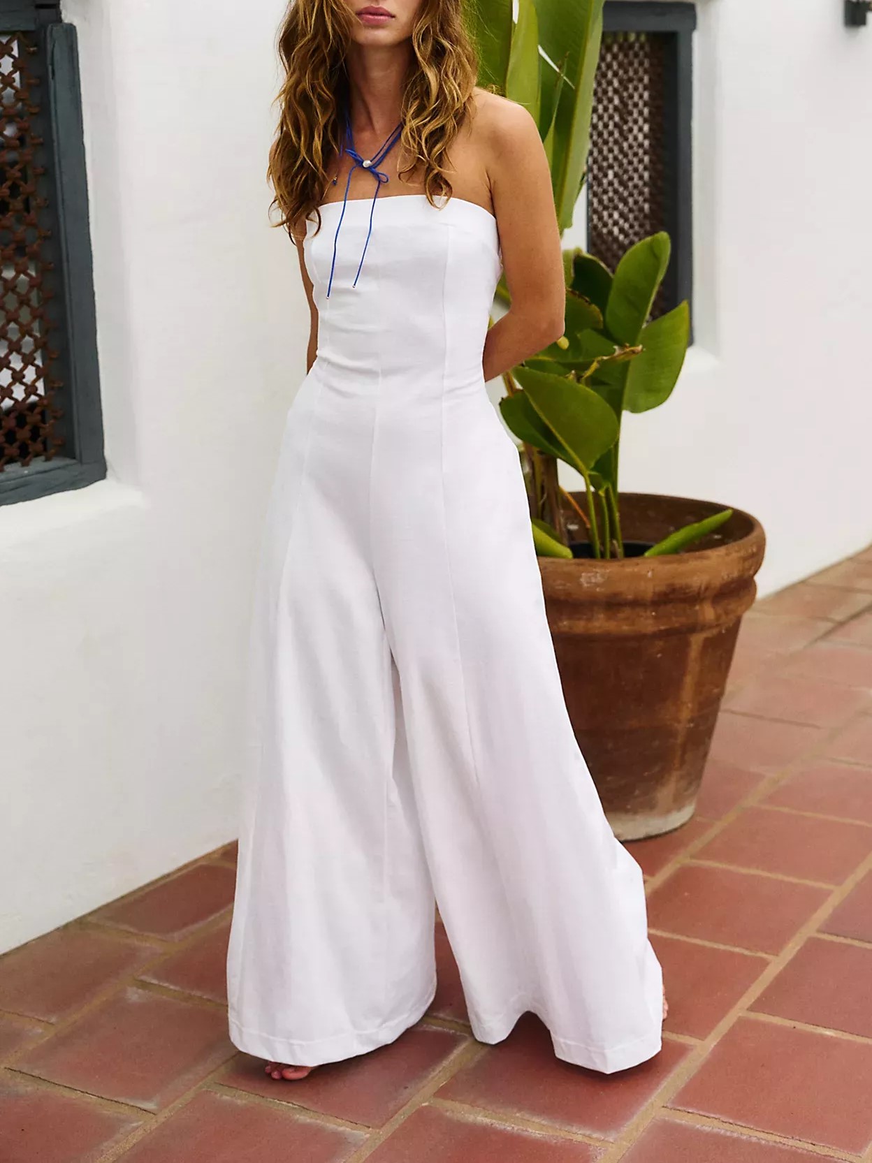 Tube Top High Waist Wide Leg Romper Jumpsuit