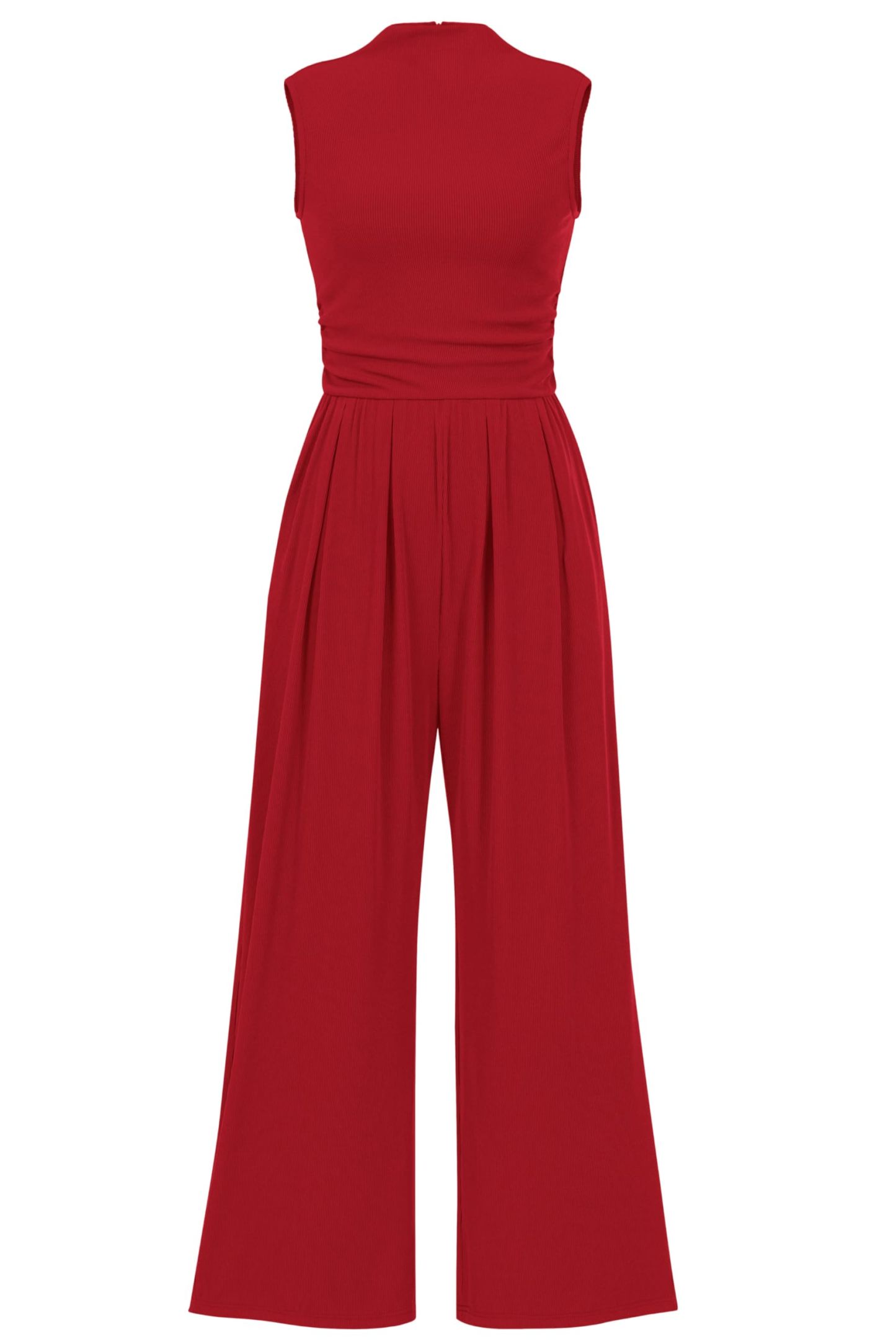 Women's Summer Sleeveless Turtleneck Wide Leg Pants Jumpsuit
