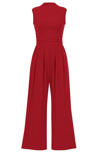 Women's Summer Sleeveless Turtleneck Wide Leg Pants Jumpsuit