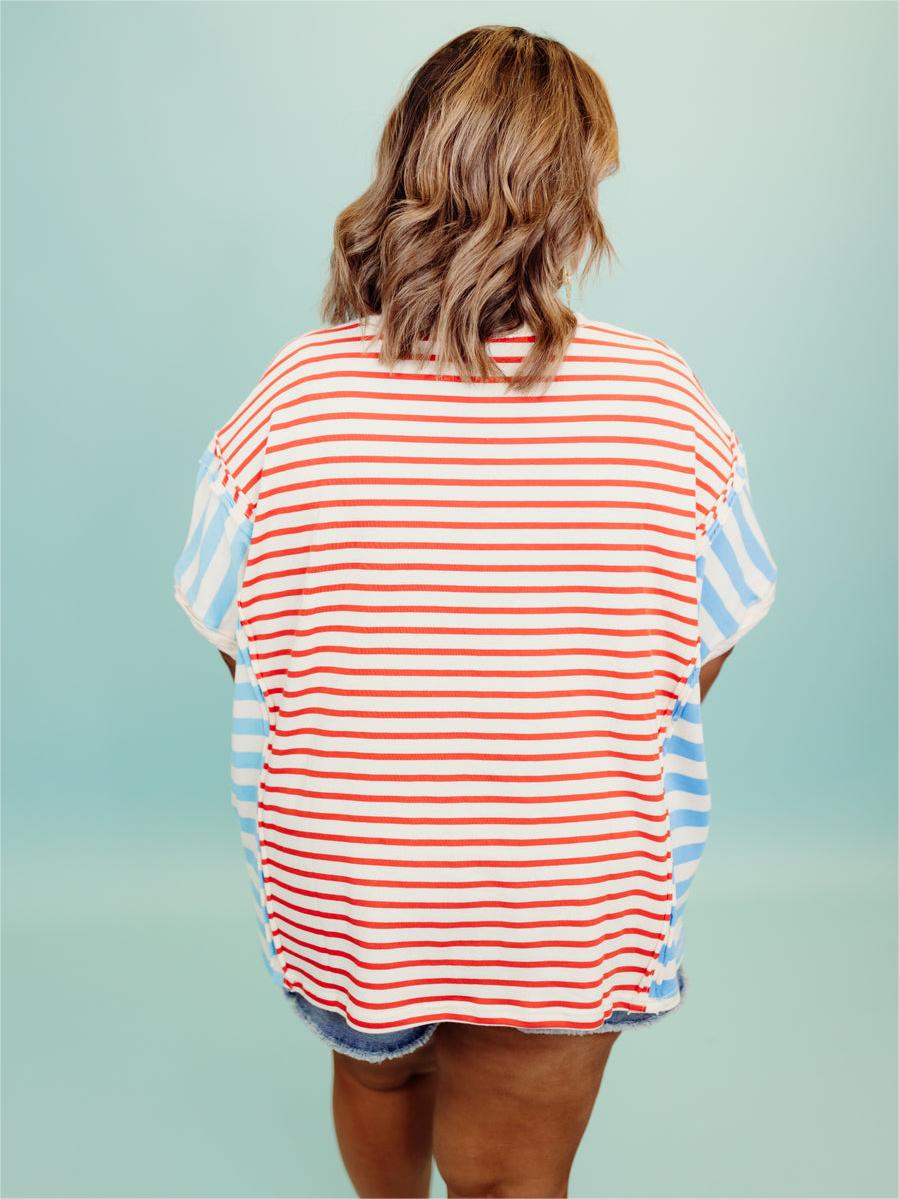 Multicolor Striped Oversized Tee (Buy 2 Free Shipping)