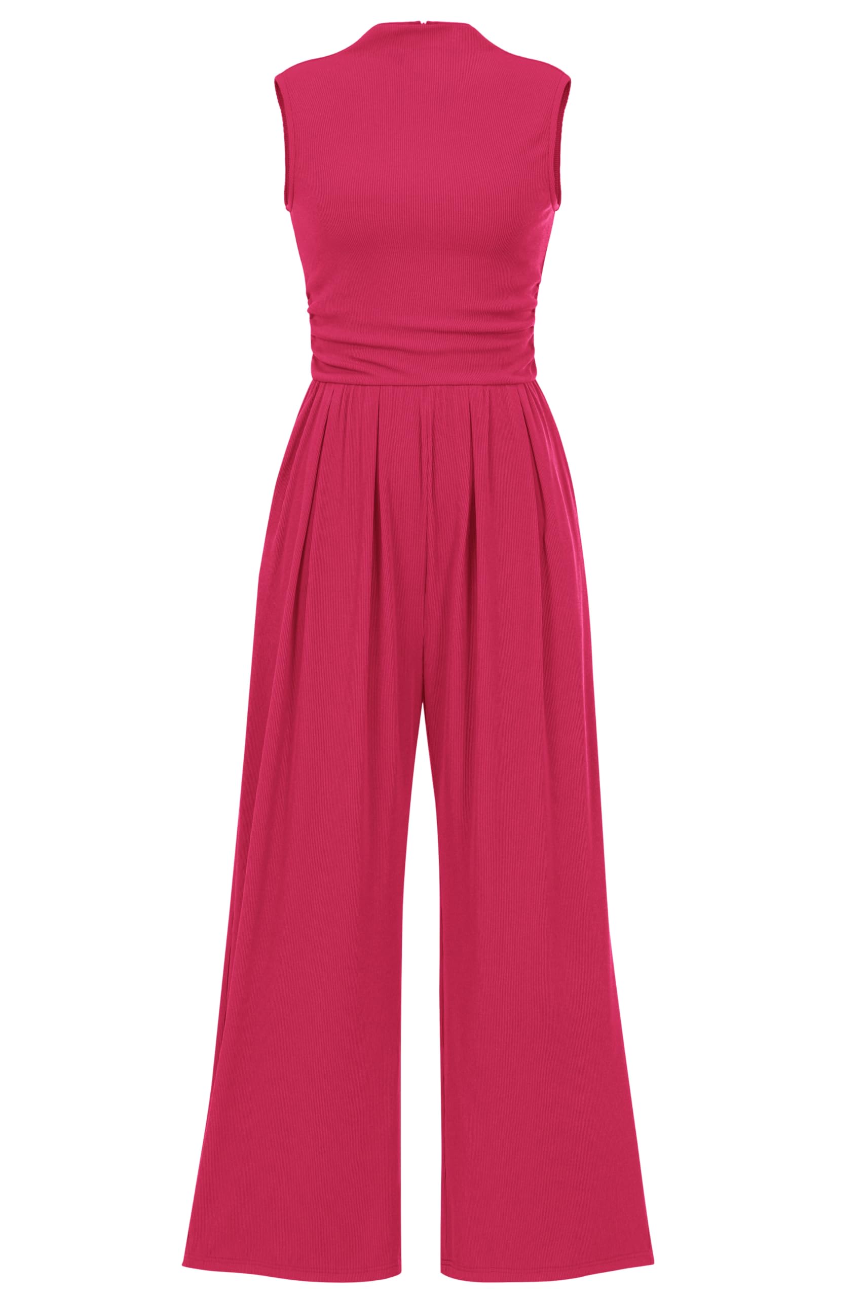 Women's Summer Sleeveless Turtleneck Wide Leg Pants Jumpsuit