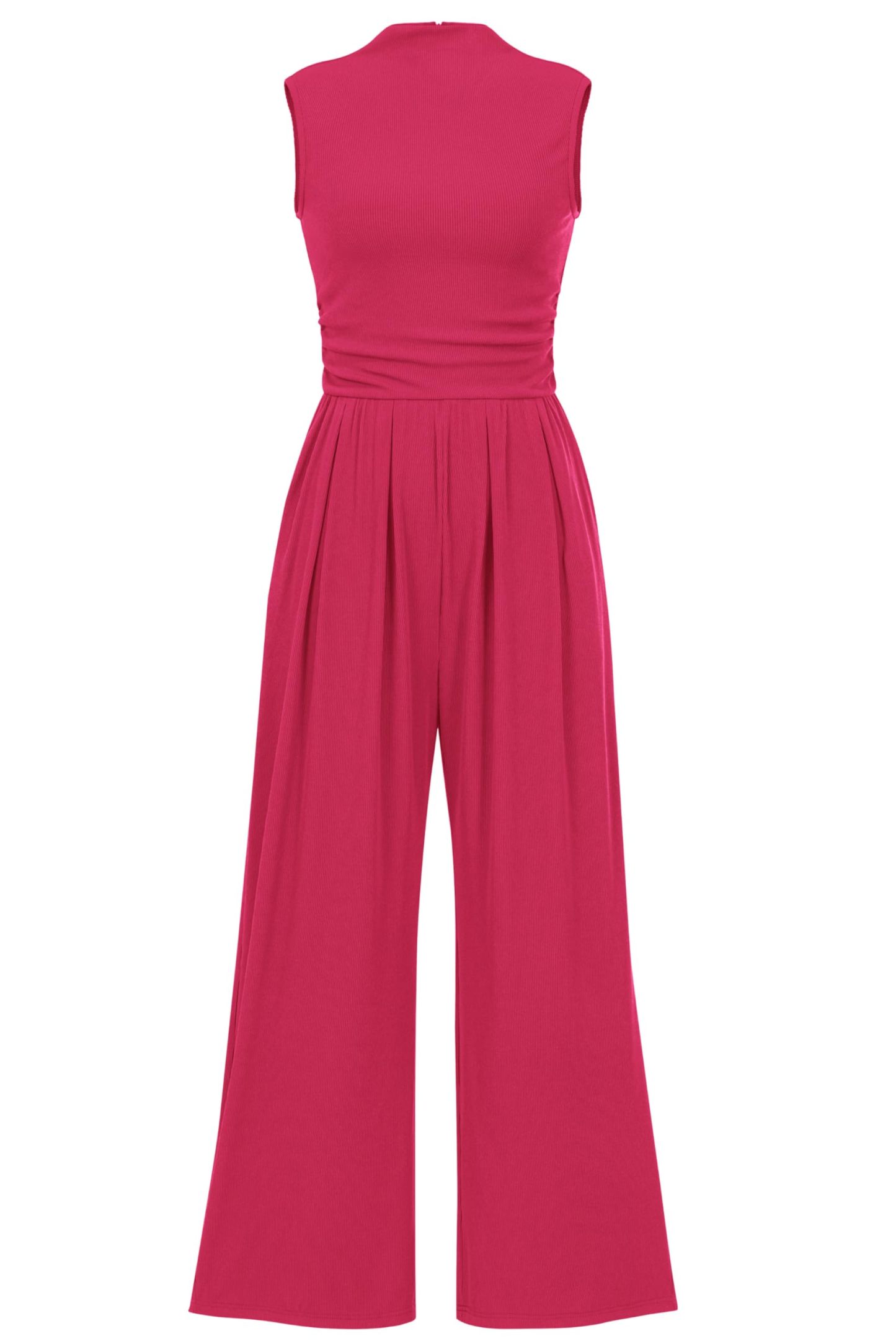 Women's Summer Sleeveless Turtleneck Wide Leg Pants Jumpsuit