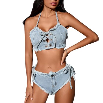 Women Sexy Denim Bikini Set