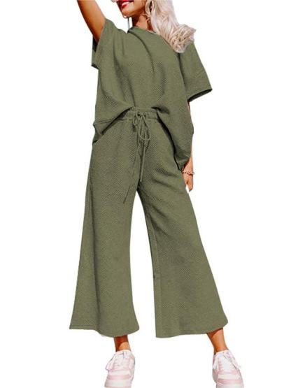 2024 Women's Textured Loose Fit T Shirt Set (Buy 2 Free Shipping)-hivebabe.com