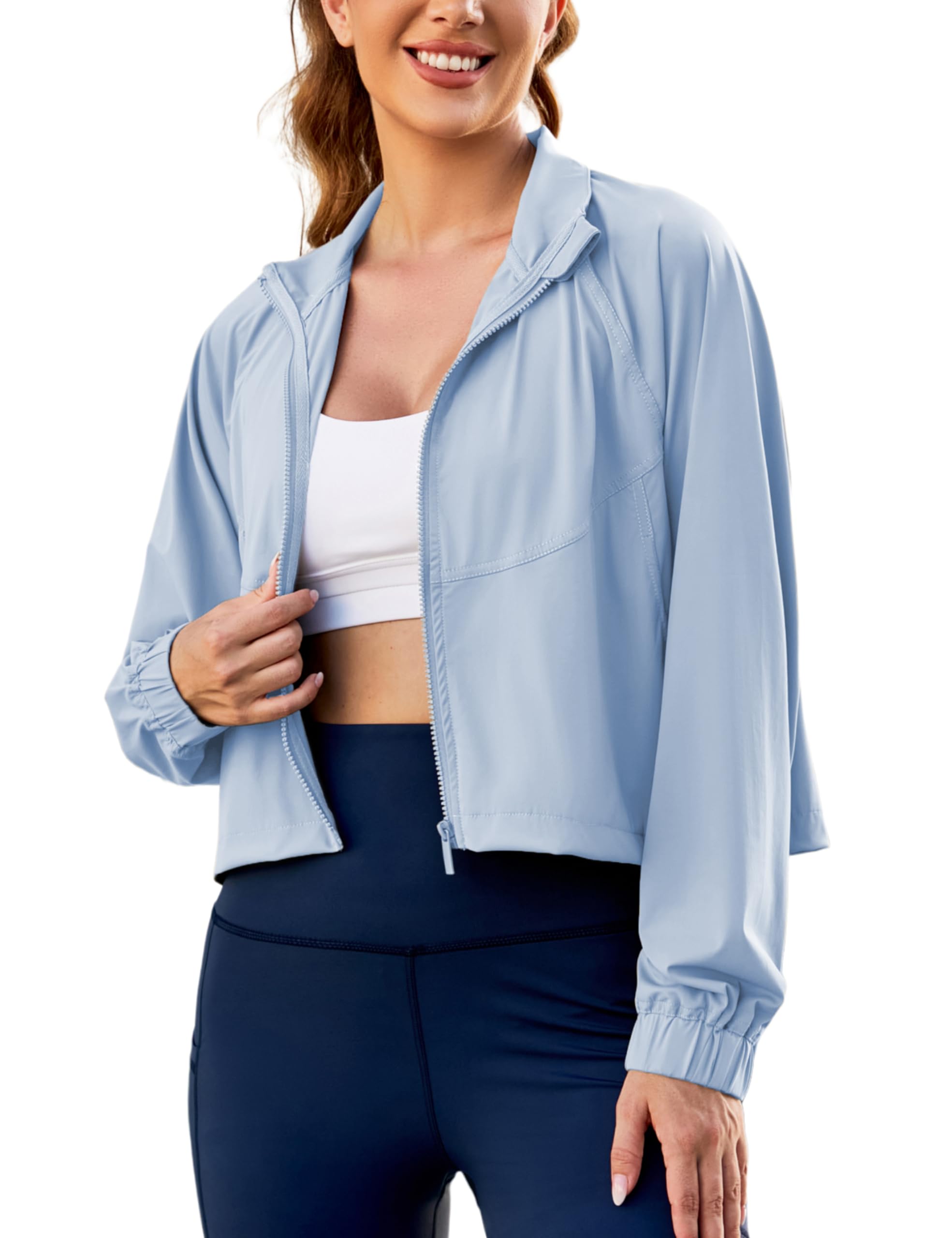 Women's Sports Waisted Jacket Zipper Long Sleeve Fitness Top