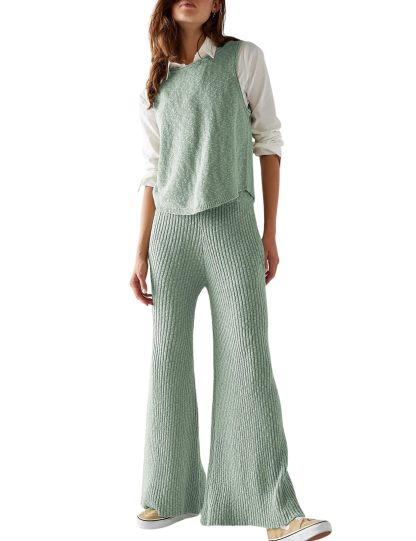 Sleeveless Top and Wide Leg Pants Knit Casual Sweatsuit✨Buy 2 Free Shipping