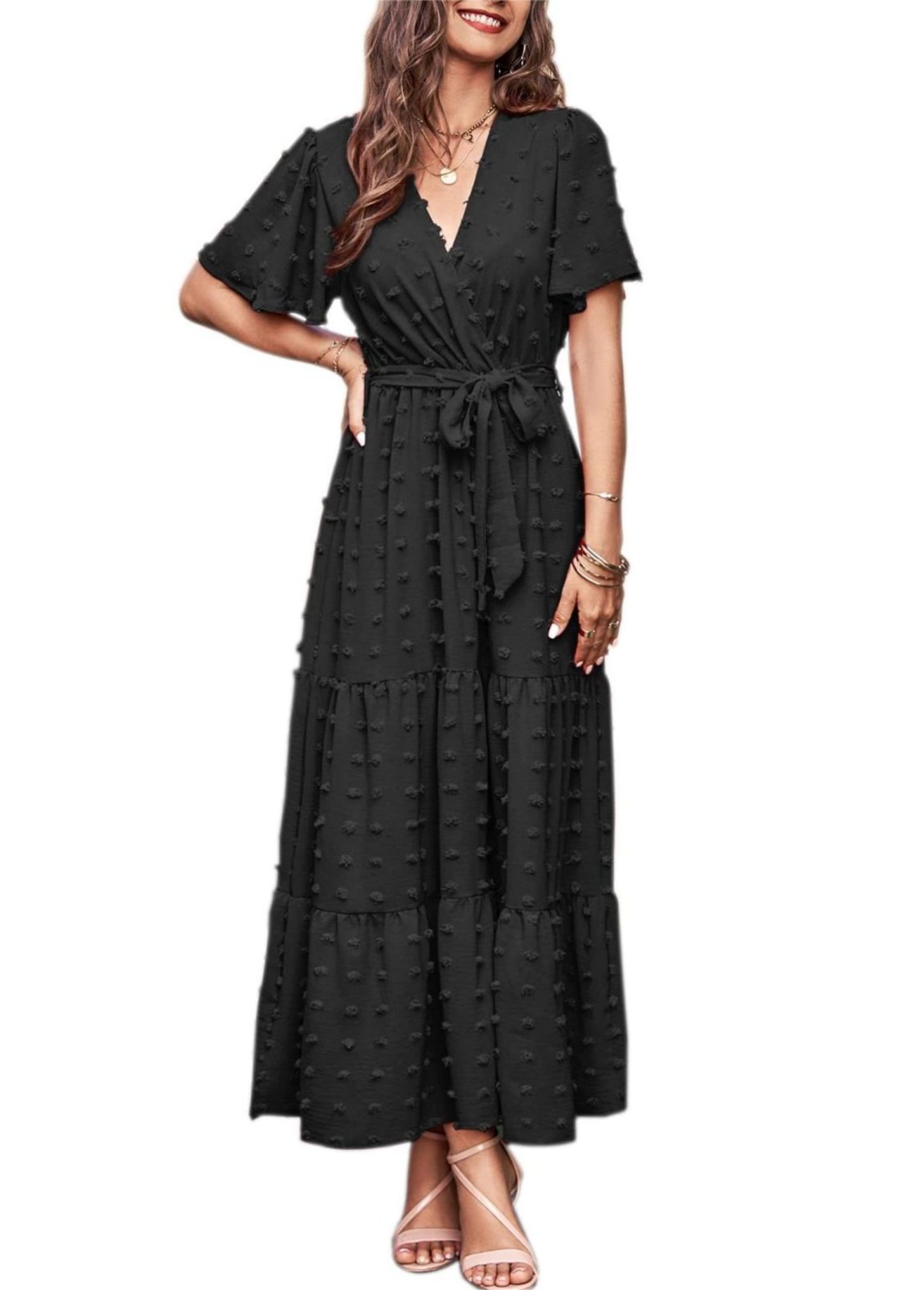 Women's Swiss Dot A-line Maxi Dress