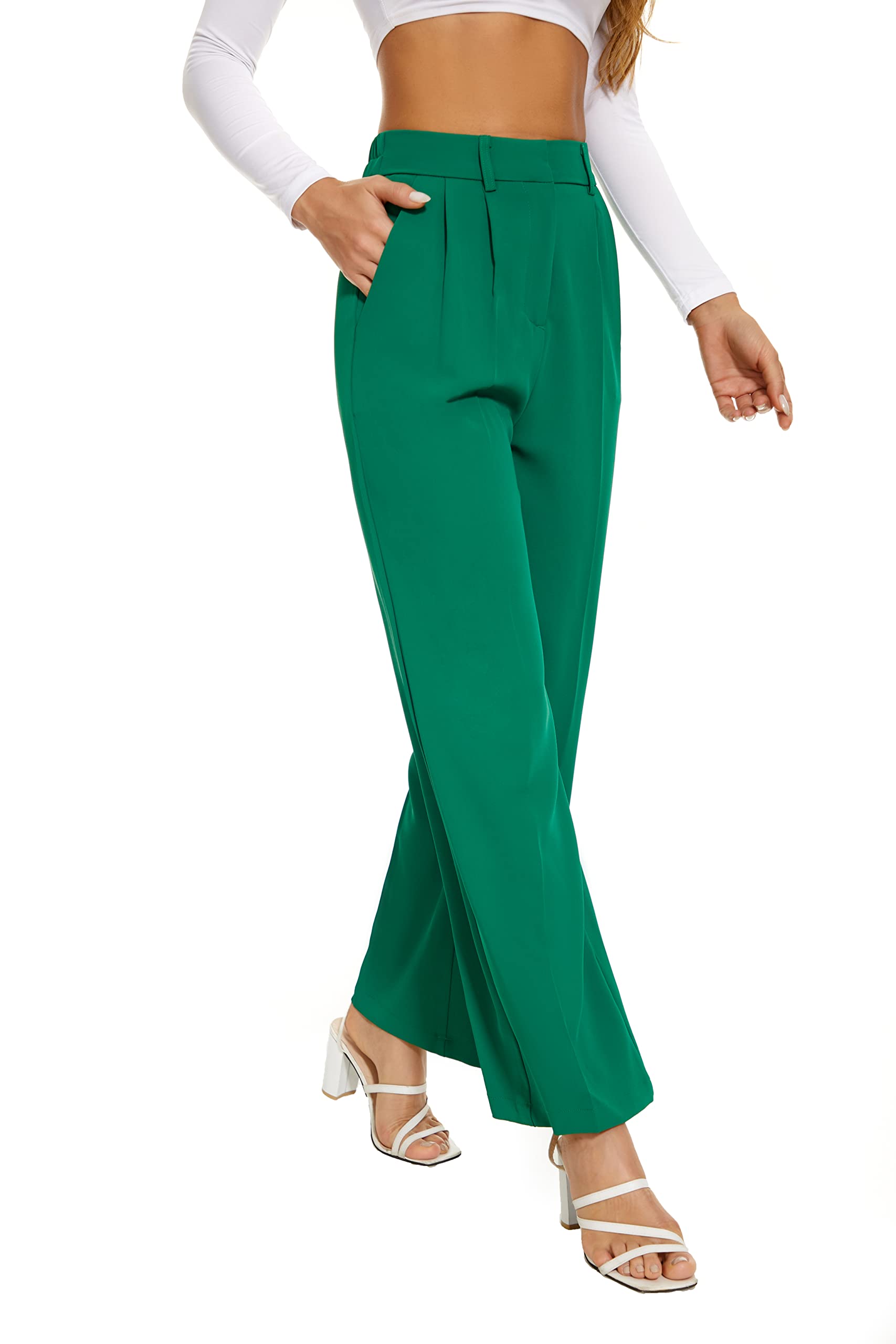 HOT SALE Women's Hish Elastic Waist Back Straight Suit Wide Leg Pants (Buy 2 Free Shipping)