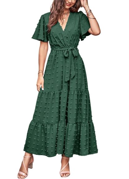 Women's Swiss Dot A-line Maxi Dress
