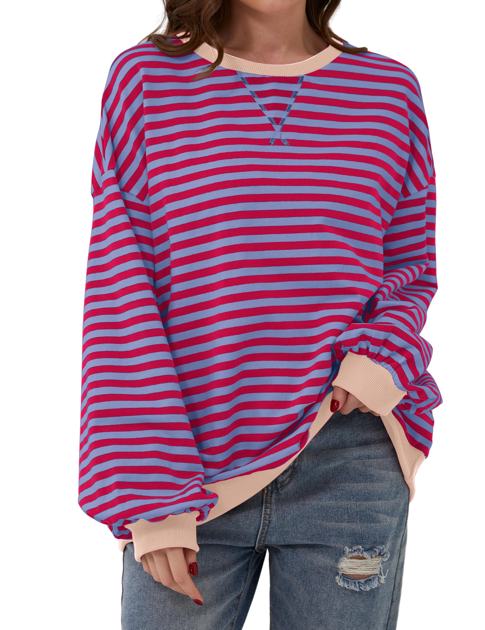 2024 Striped Color Block Oversized Sweatshirt (Buy 2 Free Shipping)