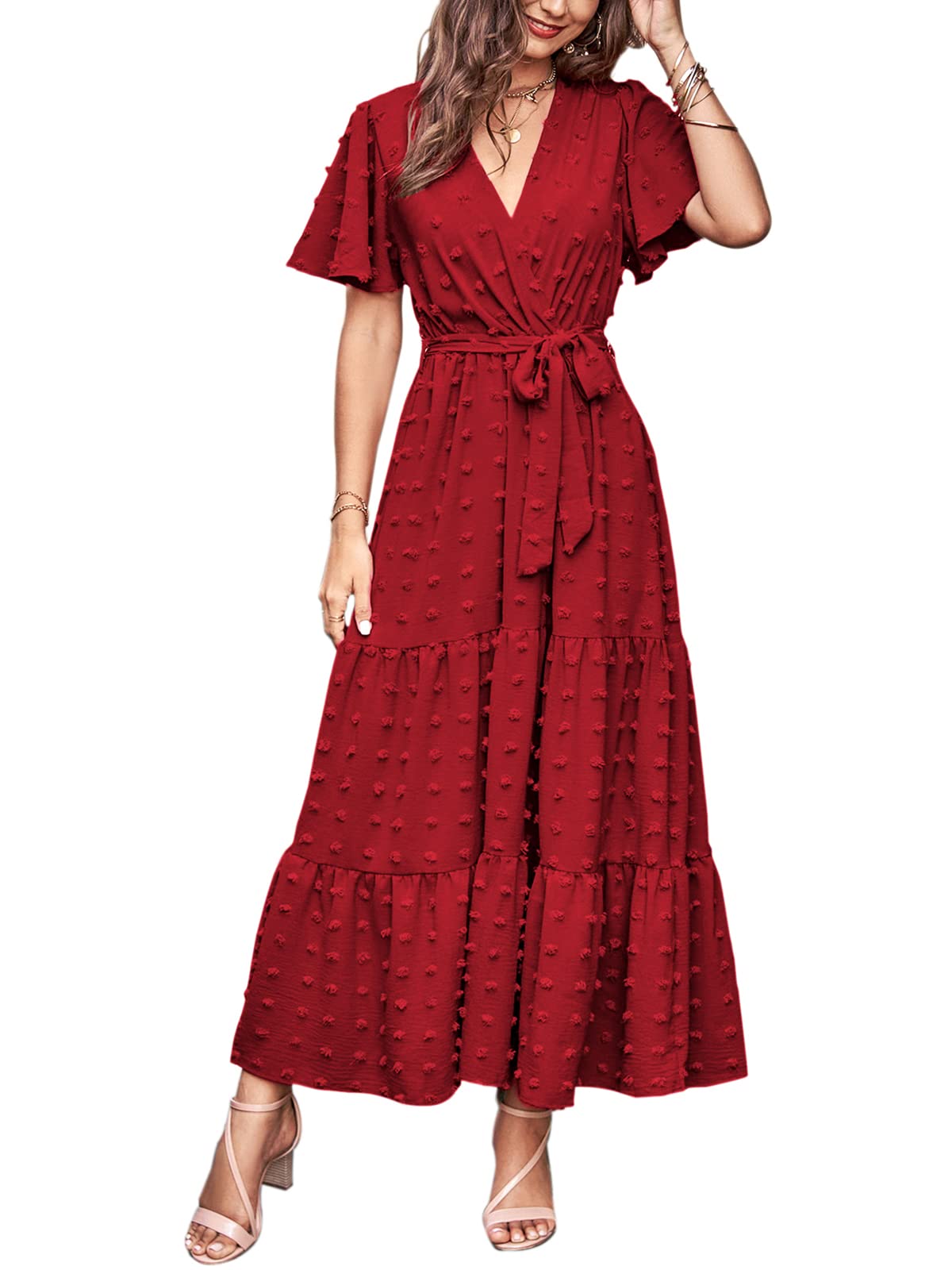 Women's Swiss Dot A-line Maxi Dress