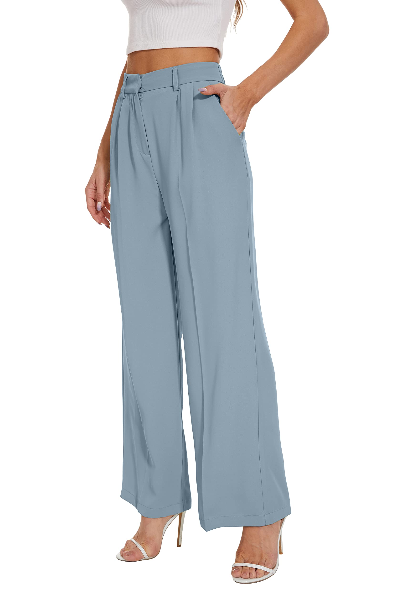 HOT SALE Women's Hish Elastic Waist Back Straight Suit Wide Leg Pants (Buy 2 Free Shipping)