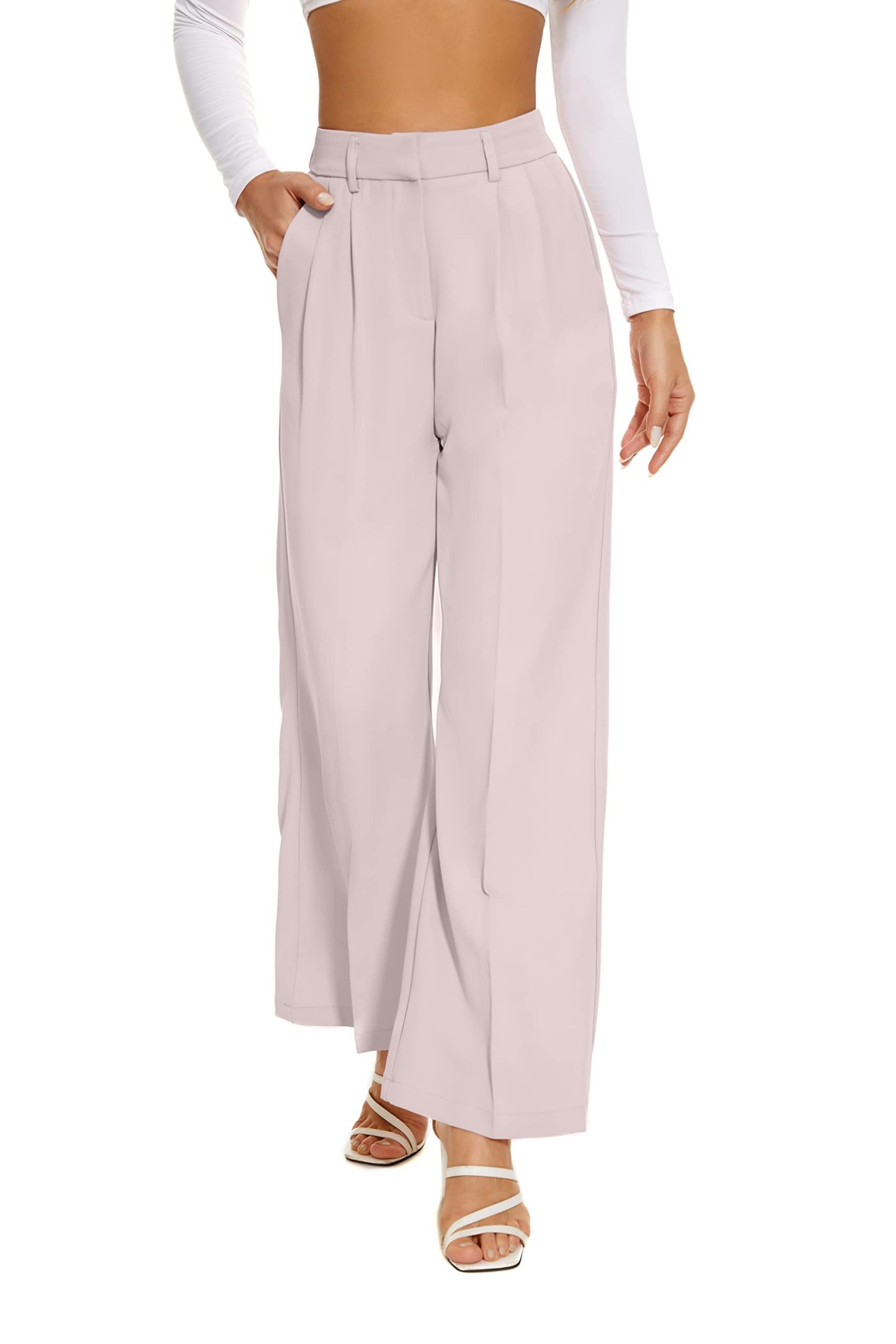 HOT SALE Women's Hish Elastic Waist Back Straight Suit Wide Leg Pants (Buy 2 Free Shipping)