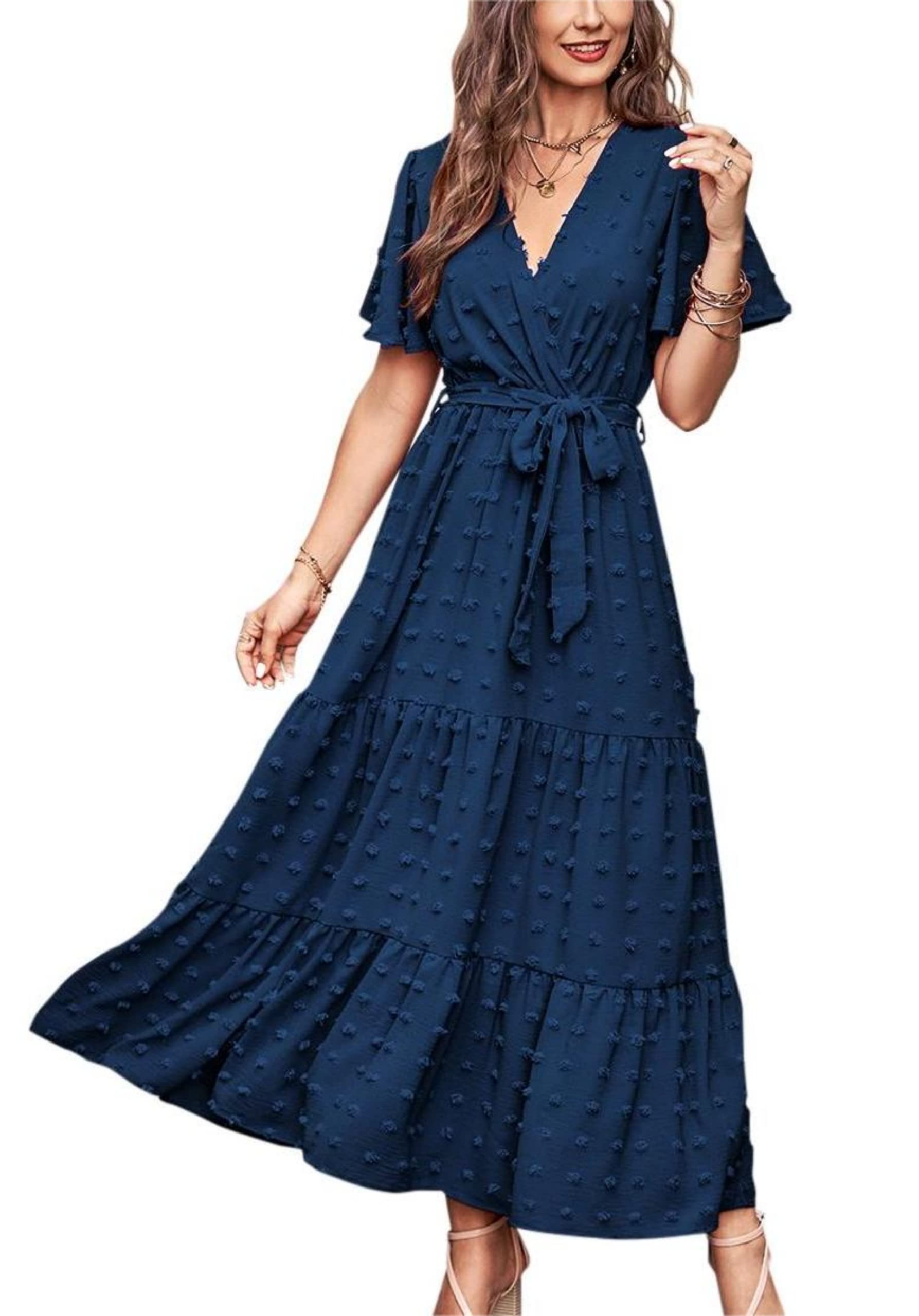 Women's Swiss Dot A-line Maxi Dress
