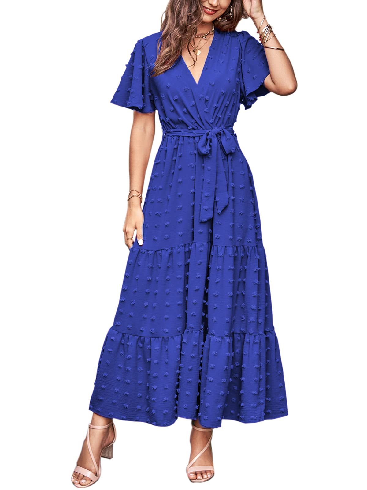 Women's Swiss Dot A-line Maxi Dress
