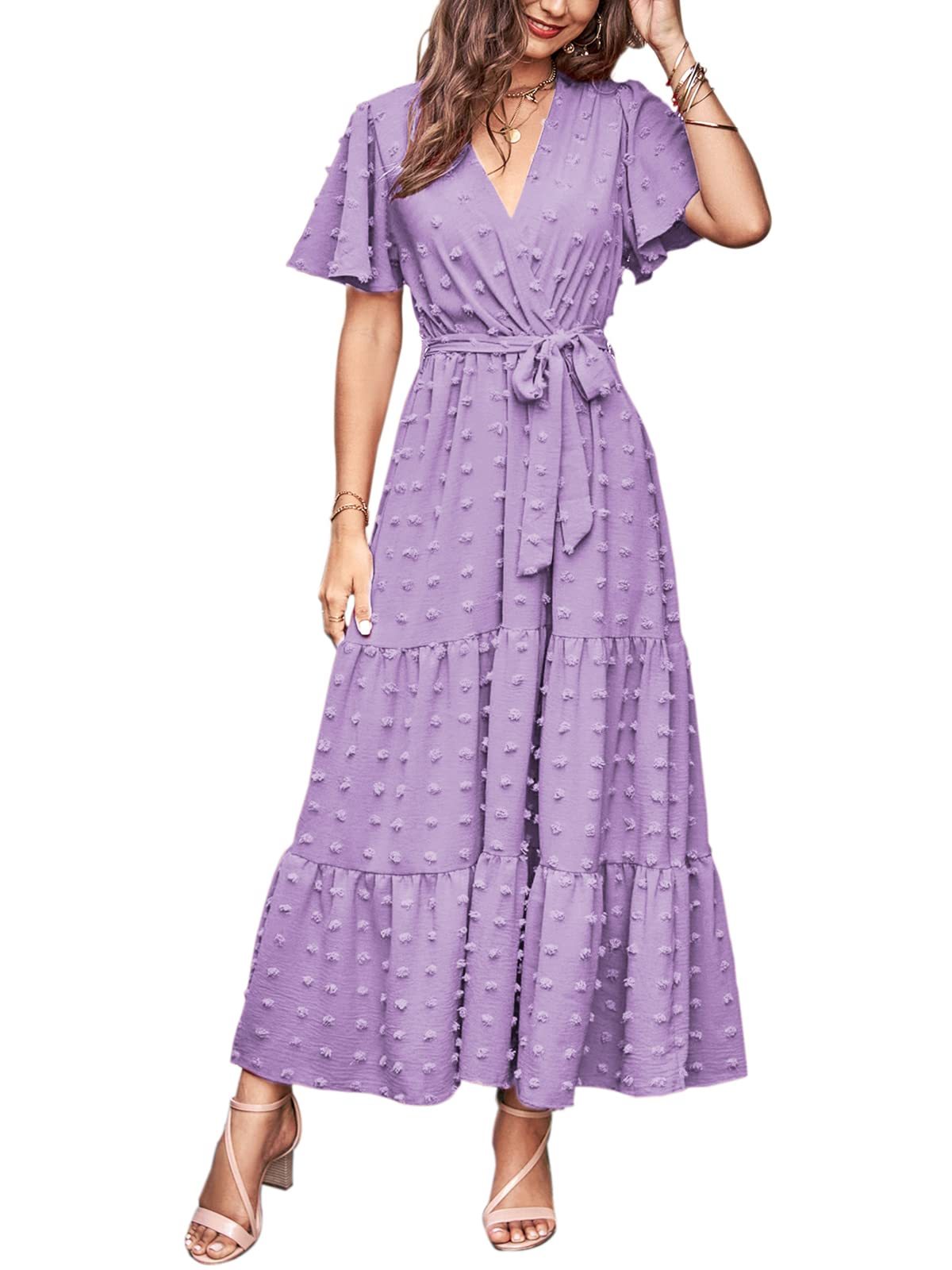 Women's Swiss Dot A-line Maxi Dress