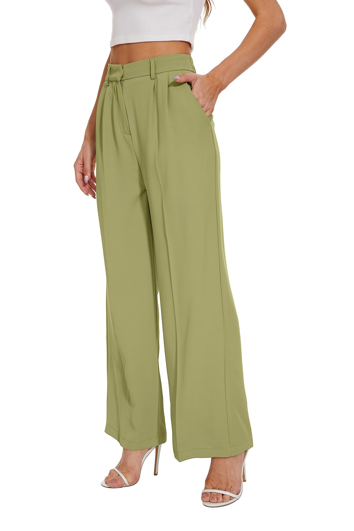 HOT SALE Women's Hish Elastic Waist Back Straight Suit Wide Leg Pants (Buy 2 Free Shipping)