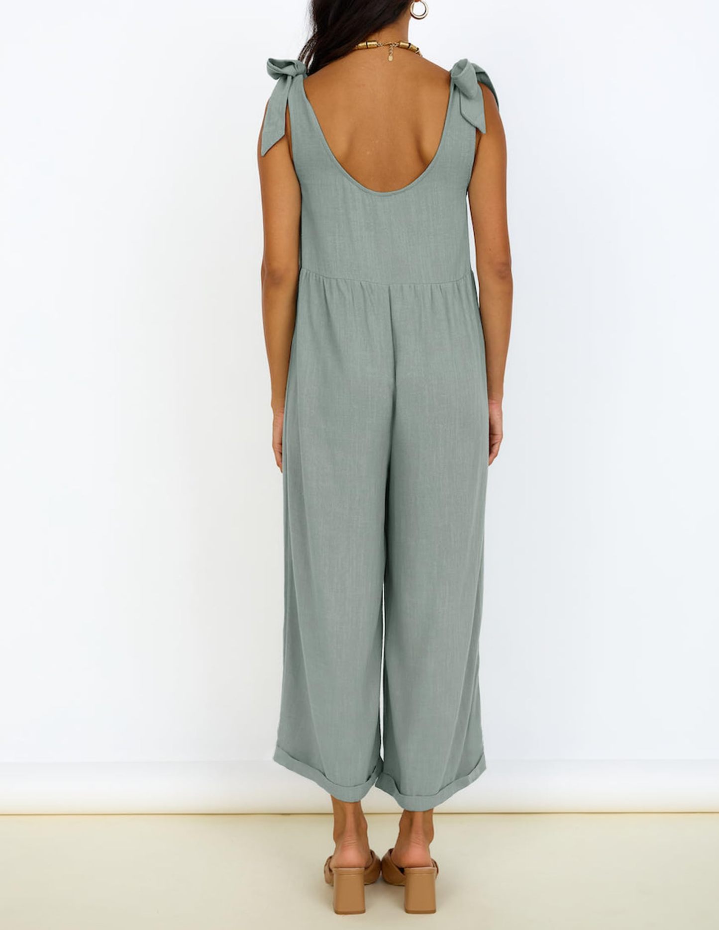 Summer Loose Sleeveless Adjustable Shoulder Strap Back Pants